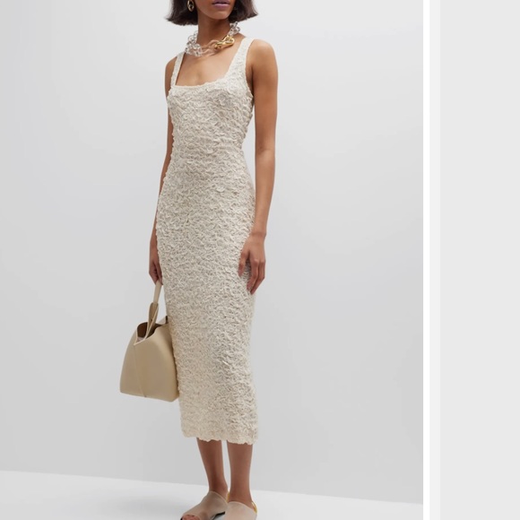 Mara Hoffman Sloan popcorn tencel modal midi dress in cream - Picture 8 of 8